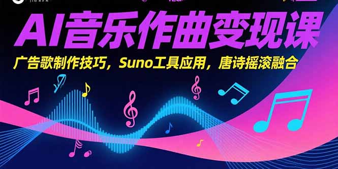AI音乐作曲变现课，广告歌制作技巧，Suno工具应用，唐诗摇滚融合-理想项目库