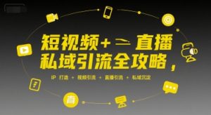 短视频+直播私域引流全攻略,IP打造 +视频引流 +直播引流 +私域沉淀-理想项目库