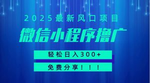 微信小程序撸广，最新风口项目，日入300+ 免费分享 可批量操作 小白可轻松上手！！-理想项目库