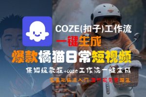 COZE(扣子)工作流一键生成爆款橘猫日常短视频，保姆级教程，零基础快速入门-理想项目库
