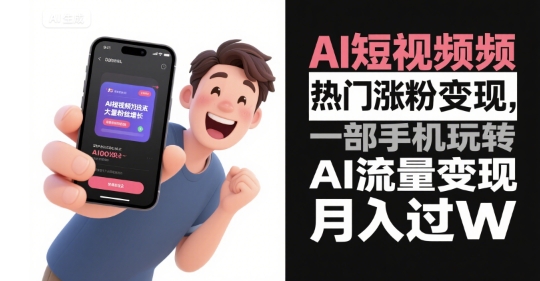 AI短视频热门涨粉变现，一部手机玩转AI流量变现，月入过W-理想项目库