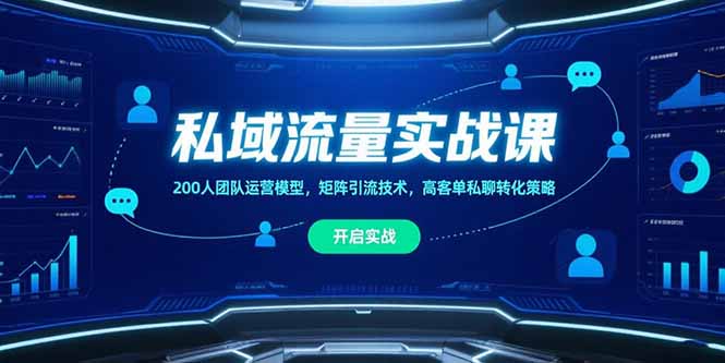 私域流量实战课，200人团队运营模型，矩阵引流技术，高客单私聊转化策略-理想项目库