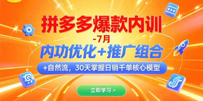 拼多多爆款内训-7月 内功优化+推广组合+自然流 30天掌握日销千单核心模型-理想项目库