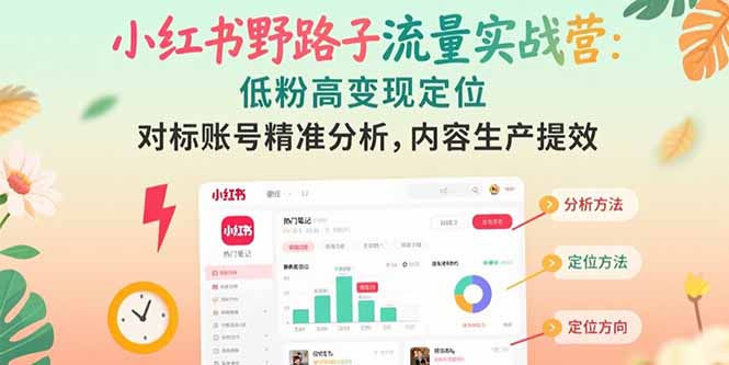 小红书野路子流量实战营：低粉高变现定位 对标账号精准分析 内容生产提效-理想项目库