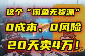 别再瞎忙了！这个“闲鱼无货源”玩法，0成本、0风险，我20天卖4万！-理想项目库