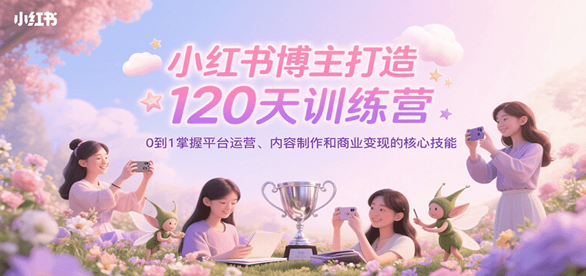 小红书博主打造120天训练营，0到1掌握平台运营、内容制作和商业变现-理想项目库