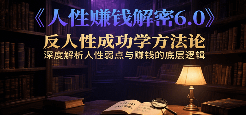 人性赚钱解密6.0，反人性成功学方法论，深度解析人性弱点与赚钱的底层逻辑-理想项目库