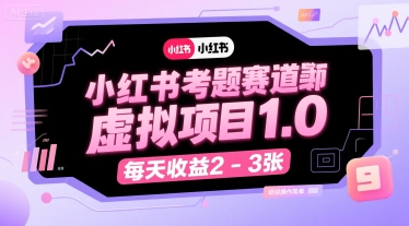小红书考题赛道虚拟项目1.0，项目操作简单，每天收益2-3张-理想项目库