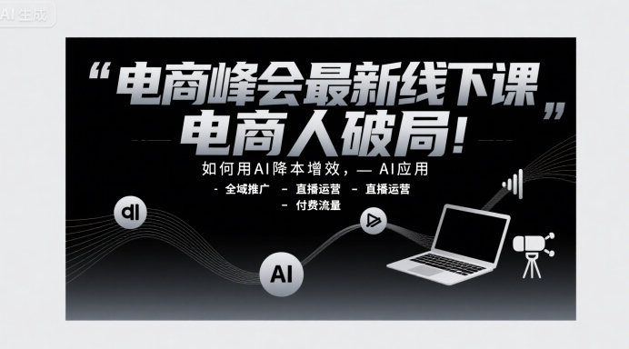 电商峰会最新线下课，电商人破局，如何用AI降本增效，AI应用-全域推广-直播运营-付费流量-理想项目库
