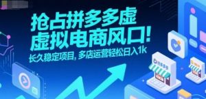 抢占拼多多虚拟电商风口：长久稳定项目，多店运营轻松日入1k-理想项目库