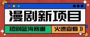 短剧新赛道—动漫短剧玩法，目前红利期月收益轻松达到6000+-理想项目库
