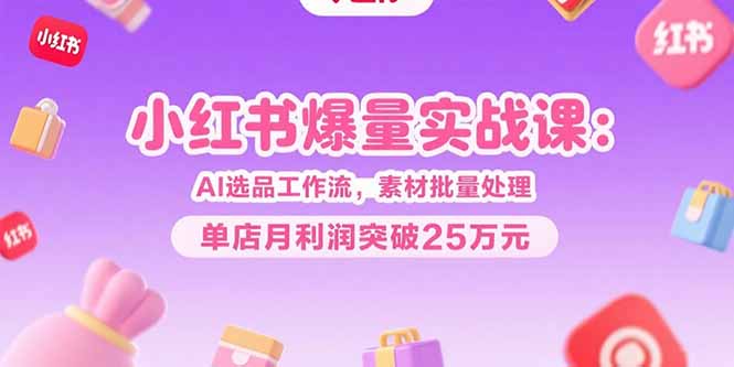 小红书爆量实战课：AI选品工作流，素材批量处理，单店月利润突破25万元-理想项目库