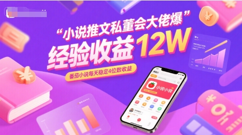 小说推文私董会大佬爆单经验分享收益12W，番茄小说每天稳定4位数收益-理想项目库