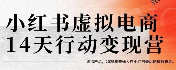 小红书虚拟电商14天变现训练营，虚拟产品，2025年普通人在小红书最后的搞钱机会-理想项目库