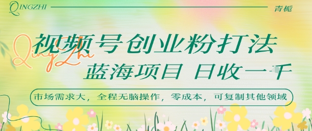 视频号创业粉打法，日入1k，蓝海项目，市场需求大，全程无脑操作，可复制-理想项目库