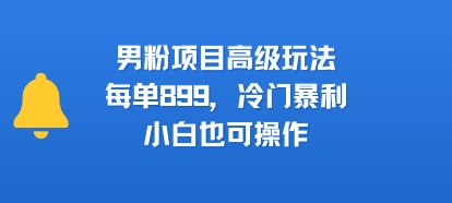 男粉项目高级玩法，每单899，冷门暴利，小白也可操作-理想项目库