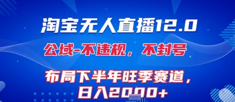 淘宝无人直播12.0，不封号，不违规，布局下半年旺季赛道，日入1k+(独家技术)【揭秘】-理想项目库