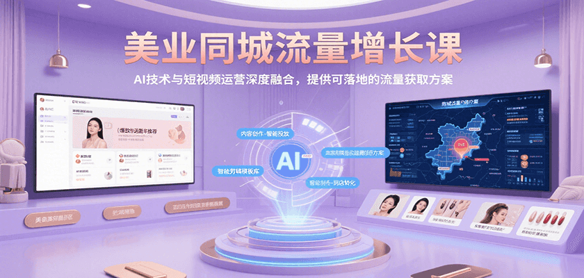 美业同城流量增长课，AI技术与短视频运营深度融合，提供可落地的流量获取方案-理想项目库