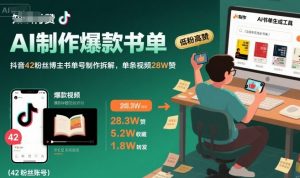 AI制作爆款书单，抖音42粉丝博主书单号制作拆解，单条视频28W赞-理想项目库