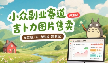 小众副业赛道 吉卜力图片售卖 单日2张+ AI一键生成【附教程】-理想项目库