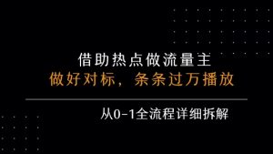 借力热点,乘顺风车玩流量主,条条过万播放, 每月收益5k+,从0-1全流程详细拆解-理想项目库
