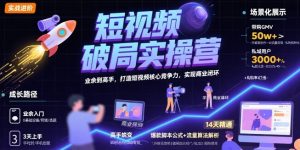 短视频破局实操营,业余到高手,打造短视频核心竞争力,实现商业闭环-理想项目库