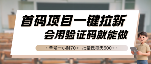 首码项目一键拉新，会用验证码就能做 单号一小时70+，批量做每天500+-理想项目库