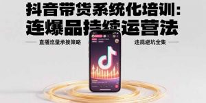 抖音带货系统化培训:连爆品持续运营法,直播流量承接策略,违规避坑全集-理想项目库
