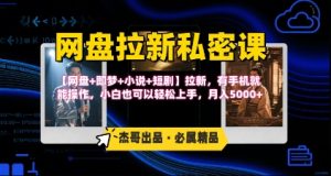 《网盘拉新私密课》第三期躺挣玩法,【网盘+即梦+小说+短剧】拉新,有手机就能操作,月入5k-理想项目库
