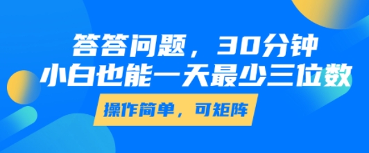 答答问题，30分钟，小白也能一天最少也有三位数，操作简单-理想项目库