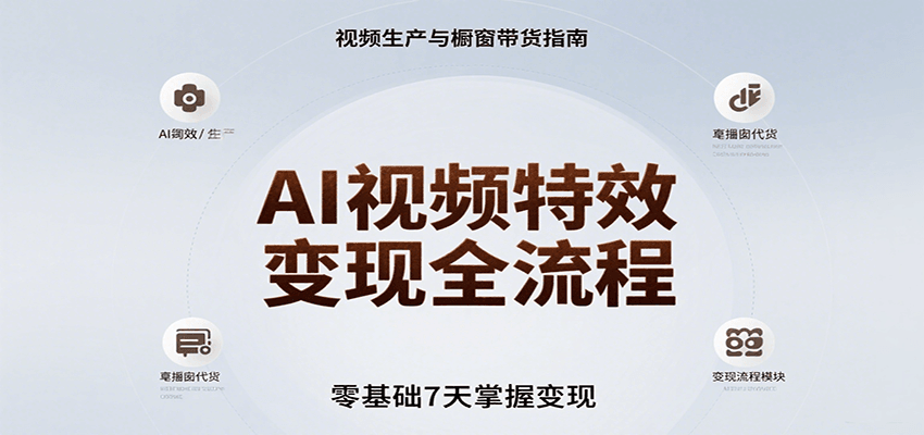 AI视频特效变现全流程，零基础7天掌握视频生产到橱窗带货变现-理想项目库