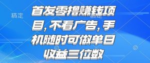 首发零撸挣钱项目 不看广告 手机随时可做 单日收益三位数【揭秘】-理想项目库