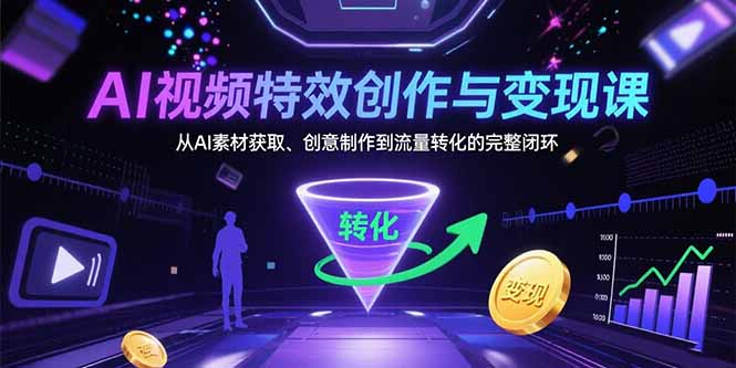 AI视频特效创作与变现课：从AI素材获取、创意制作到流量转化的完整闭环-理想项目库