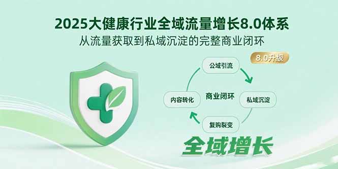 2025大健康行业全域流量增长8.0体系，从流量获取到私域沉淀的完整商业闭环-理想项目库