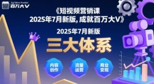 短视频营销课2025年7月新版，三大体系成就百万大V-理想项目库