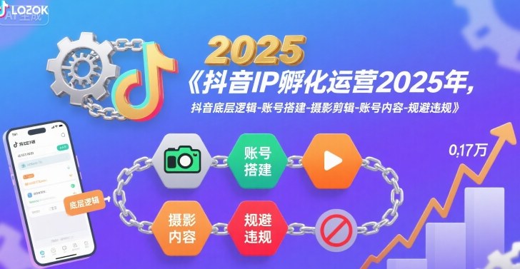 抖音IP孵化运营2025年，抖音底层逻辑-账号搭建-摄影剪辑-账号内容-规避违规-理想项目库