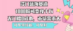 冷门蓝海赛道,1000粉可变现十W,无门槛0成本,市场需求大,可多领域做,可复制性强-理想项目库