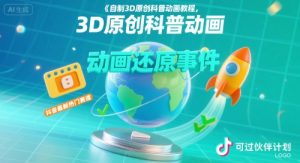 自制3D原创科普动画教程,动画还原事件,抖音最新热门赛道,可过伙伴计划-理想项目库