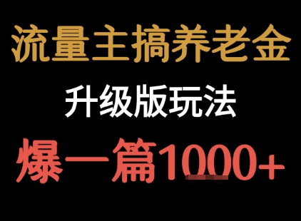 流量主之养老金升级版玩法 爆一篇收益1k+-理想项目库