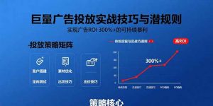 巨量广告投放实战技巧与潜规则：实现广告ROI 300%+的可持续暴利-理想项目库