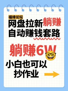 网盘拉新自动赚钱套路，几元的资料躺赚6W+，小白也可以抄作业！-理想项目库