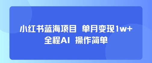 小红书蓝海项目 单月变现1w+ 全程AI 操作简单-理想项目库