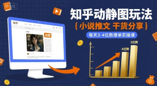 小说推文干货分享之知乎动静图玩法，每天3-4位数爆单实操课-理想项目库