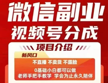 微信副业视频号分成，不直播 不卖货 不露脸，三五分钟即可完成一条作，每日收益几十、几张不等-理想项目库
