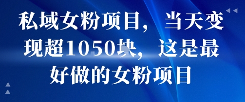 私域女粉项目，当天变现超1k，这是最好做的女粉项目，可放大操作-理想项目库