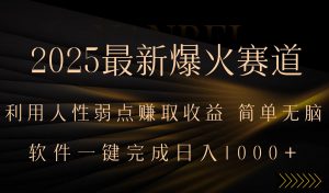 2025最新爆火赛道，利用人生弱点赚取收益，全程一键批量制作，小白轻松…-理想项目库