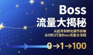 Boss流量大揭秘,从起号到转化细节拆解,从0到1打造Boss流量全流程-理想项目库