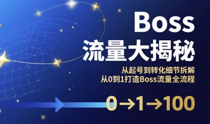 Boss流量大揭秘，从起号到转化细节拆解，从0到1打造Boss流量全流程-理想项目库