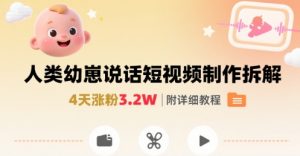 拆解人类幼崽宝宝要说话短视频制作，4天涨粉3.2W，附详细教程-理想项目库