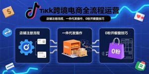 TikTok跨境电商全流程运营：店铺注册流程，一件代发操作，0粉开橱窗技巧-理想项目库